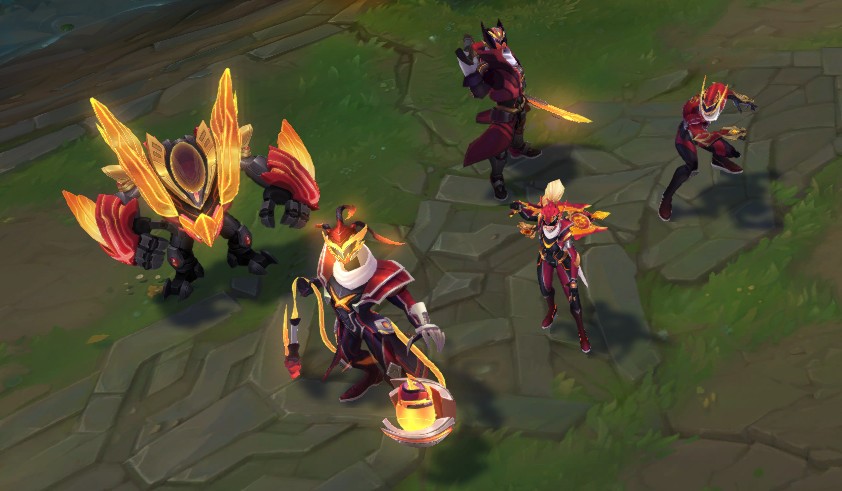 The in-game models for the FPS skins stand on Summoner’s Rift